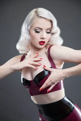 2 Tone Longline Latex Bra