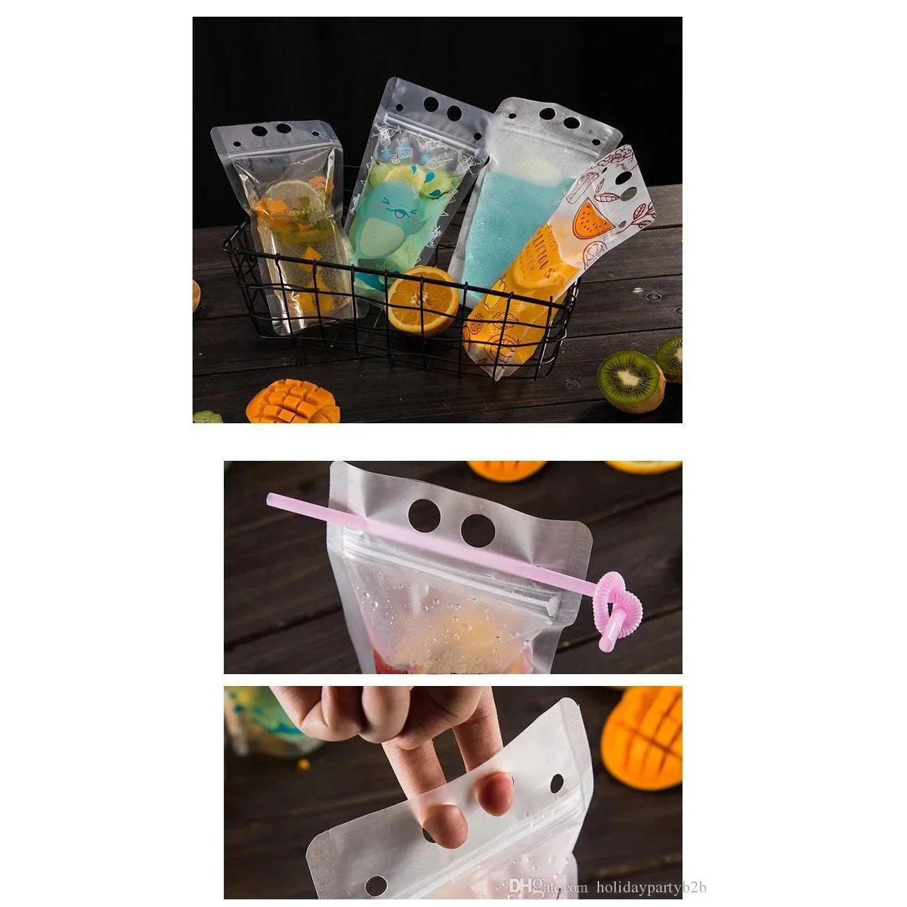 500ml Stand-Up Drink Pouches 13x23x4cm Reusable 100mic