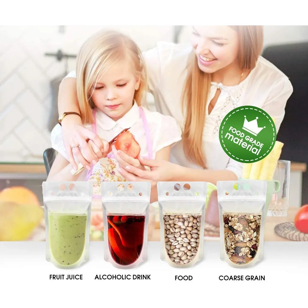 500ml Stand-Up Drink Pouches 13x23x4cm Reusable 100mic