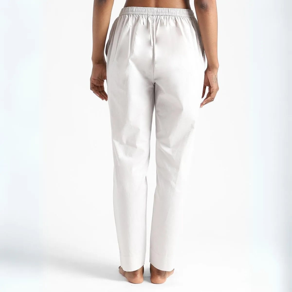 Alabaster White Women's Cotton Pants | Everyday Wear | Slim Fit
