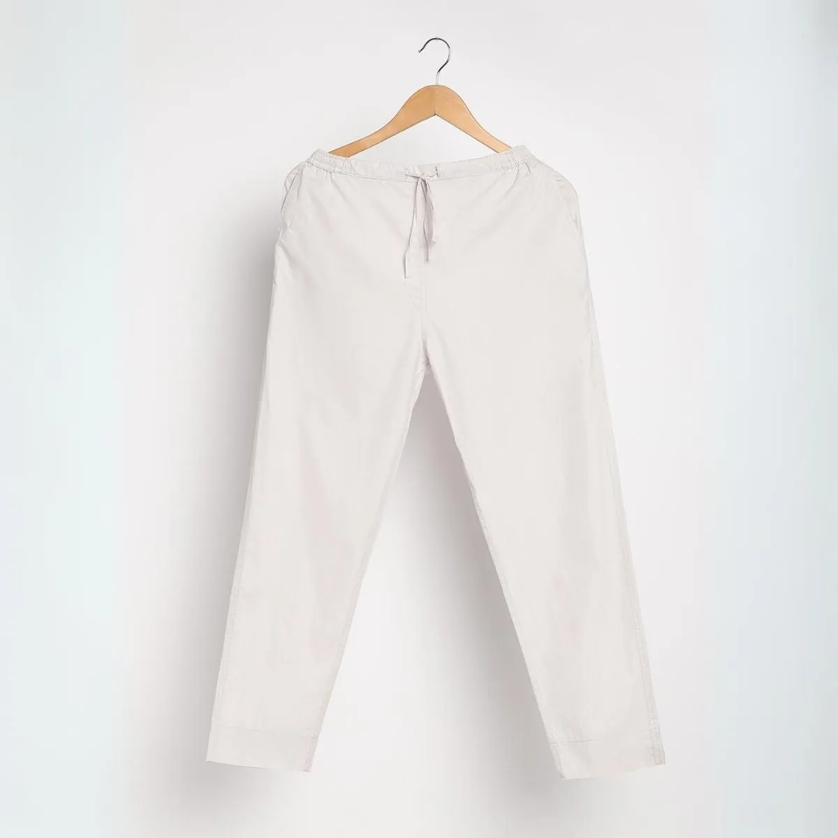 Alabaster White Women's Cotton Pants | Everyday Wear | Slim Fit