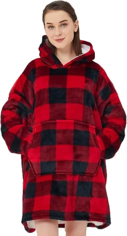 AZENTOP Oversized Blanket Hoodie Women Men, Wearable Blanket Hoodie, Sherpa Fleece Hoodie Blanket, Cozy Warm Hoodie Blanket