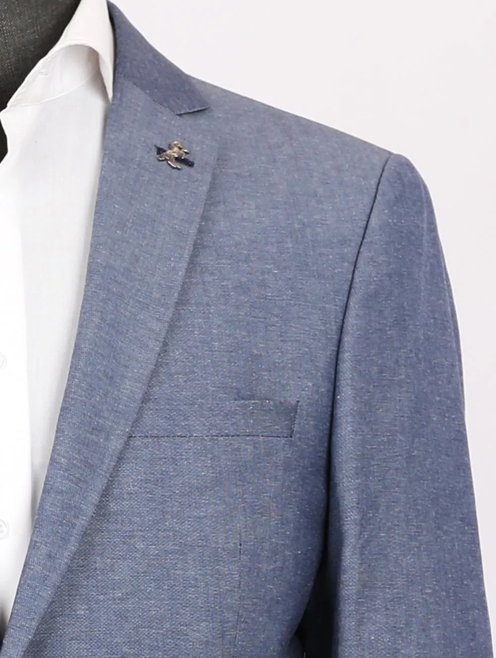 Bear Blue Set Blazer Linen Suit