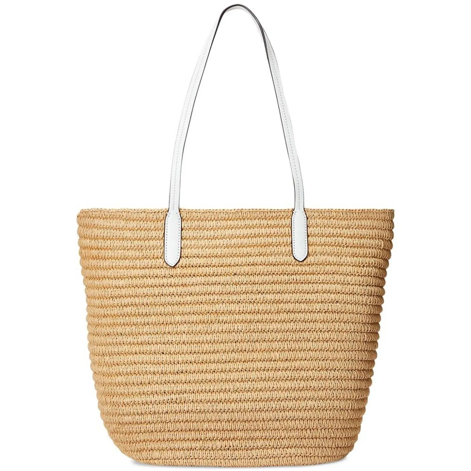 Brie Leather-Trim Straw Medium Tote Bag