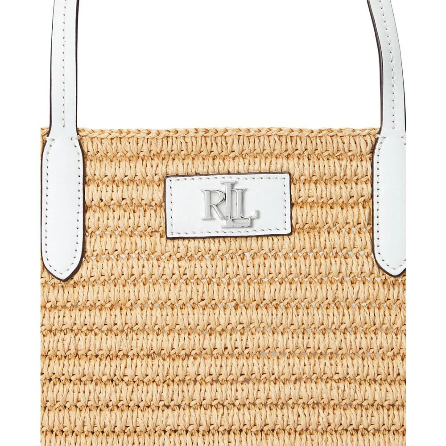 Brie Leather-Trim Straw Medium Tote Bag