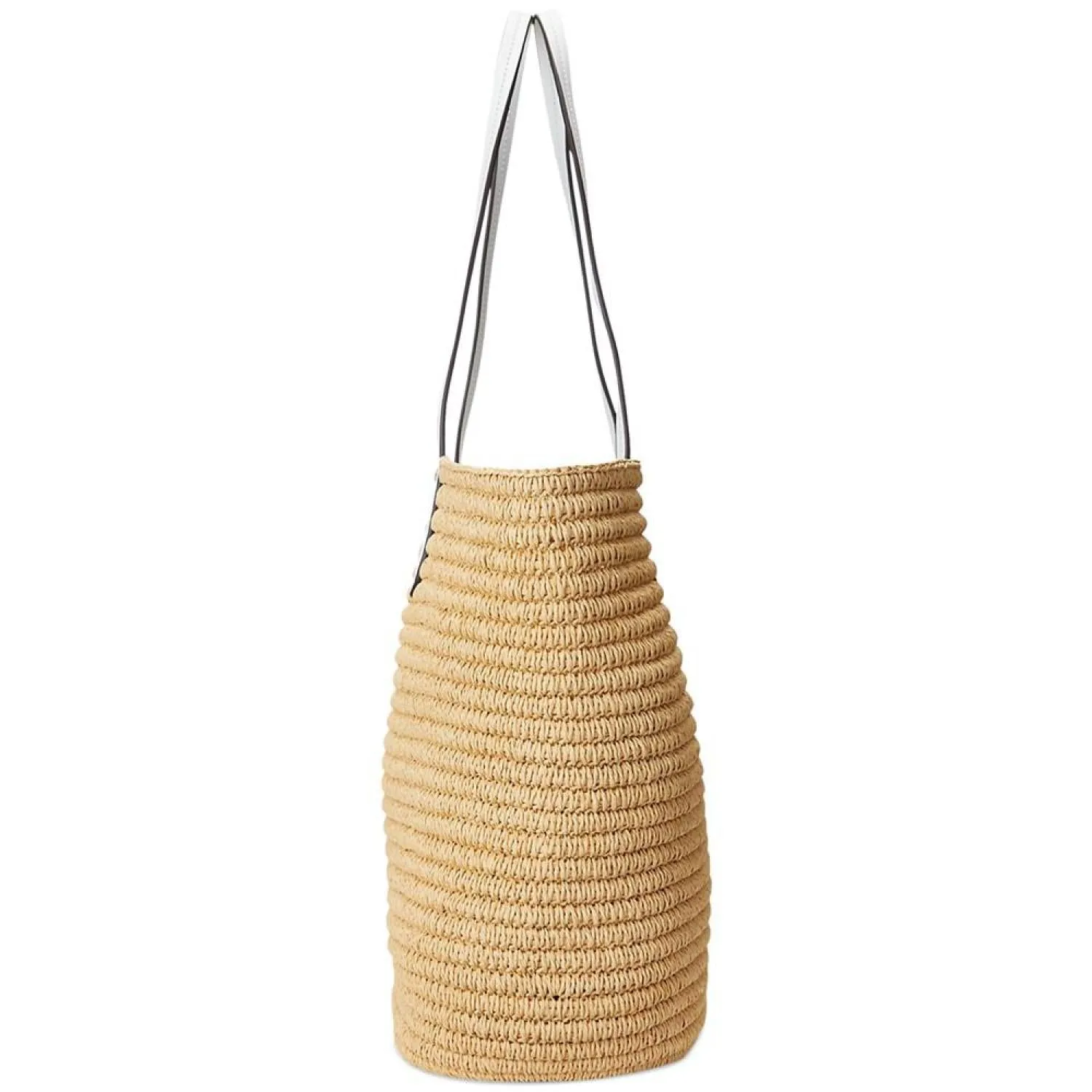 Brie Leather-Trim Straw Medium Tote Bag