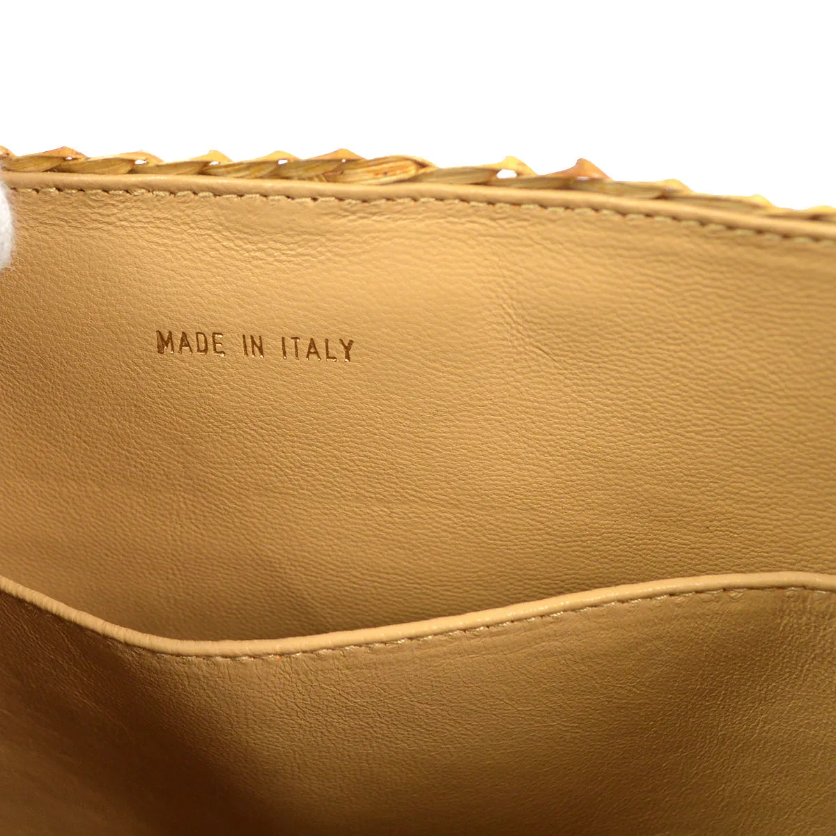 CHANEL Chain Basket Shoulder Bag Beige Straw