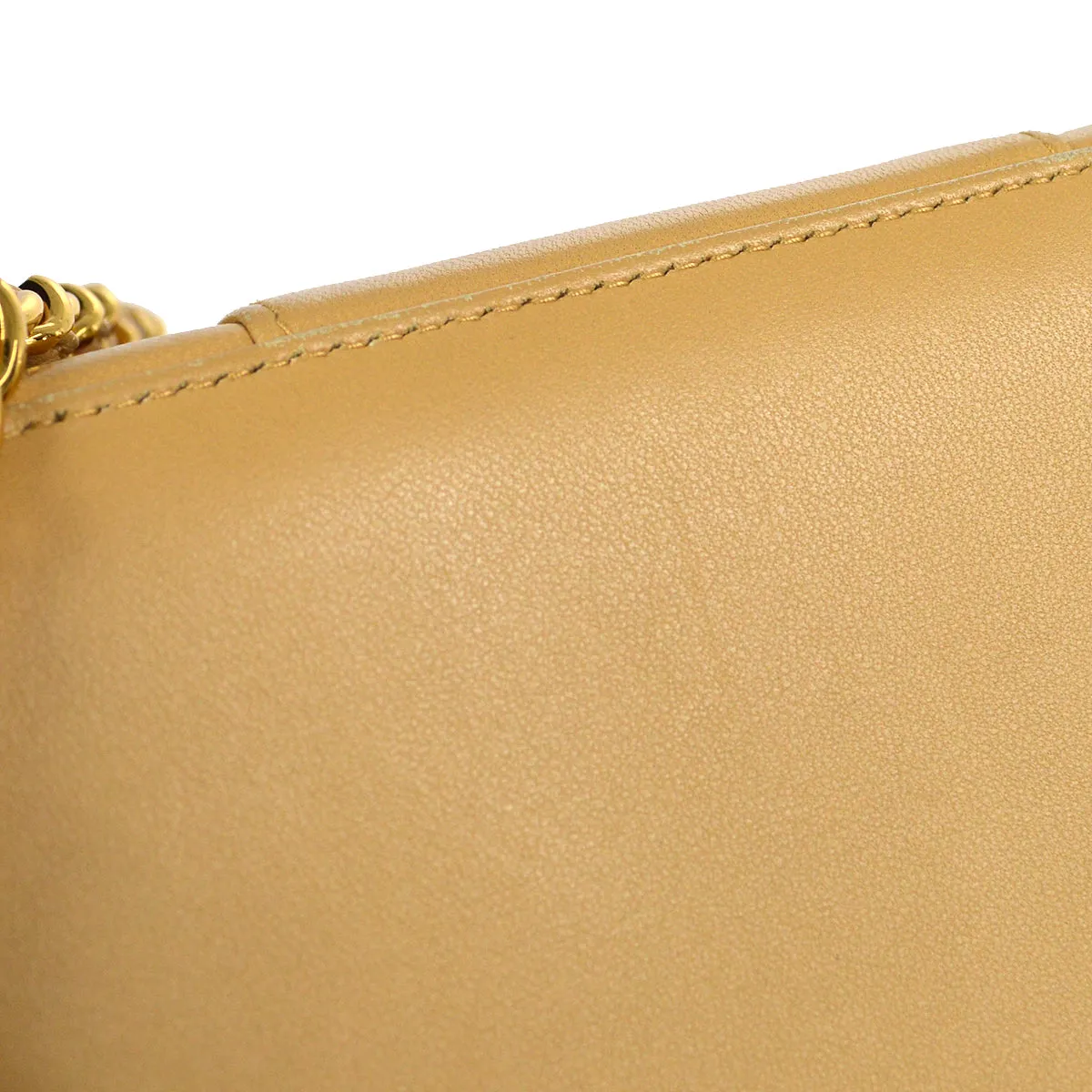 CHANEL Chain Basket Shoulder Bag Beige Straw