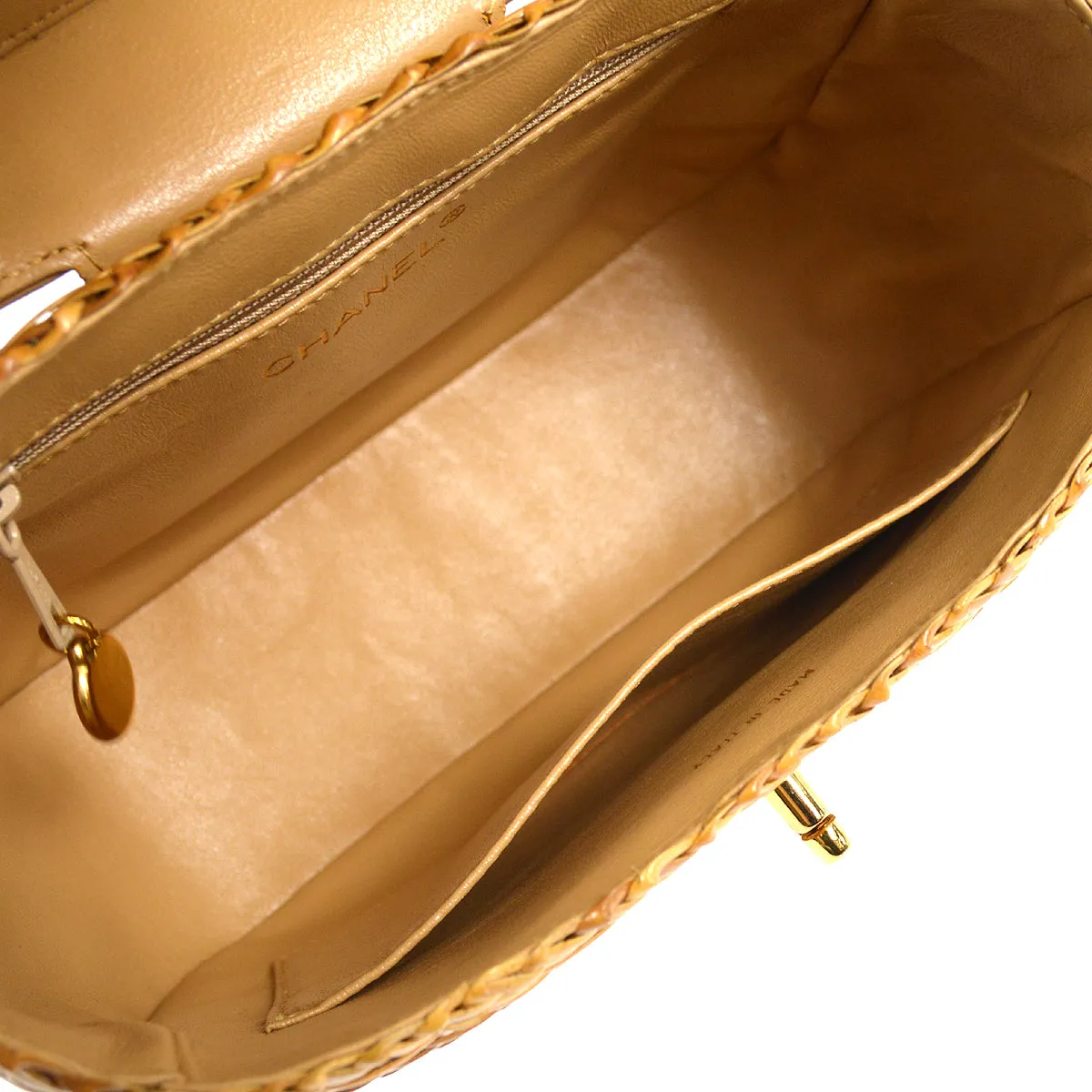 CHANEL Chain Basket Shoulder Bag Beige Straw