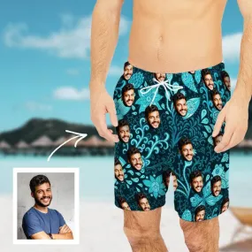 Custom face Photo Green Background  Beach Shorts