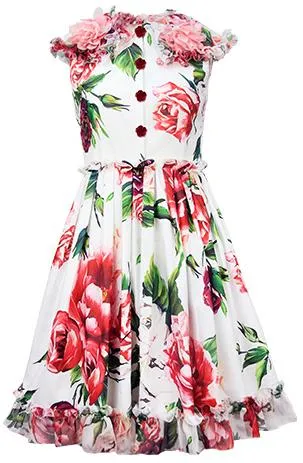 Floral Appliques Printed Mini Dress