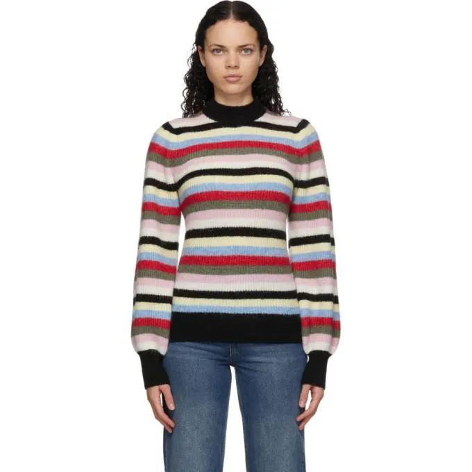 GANNI Multicolor Wool and Alpaca Striped Sweater
