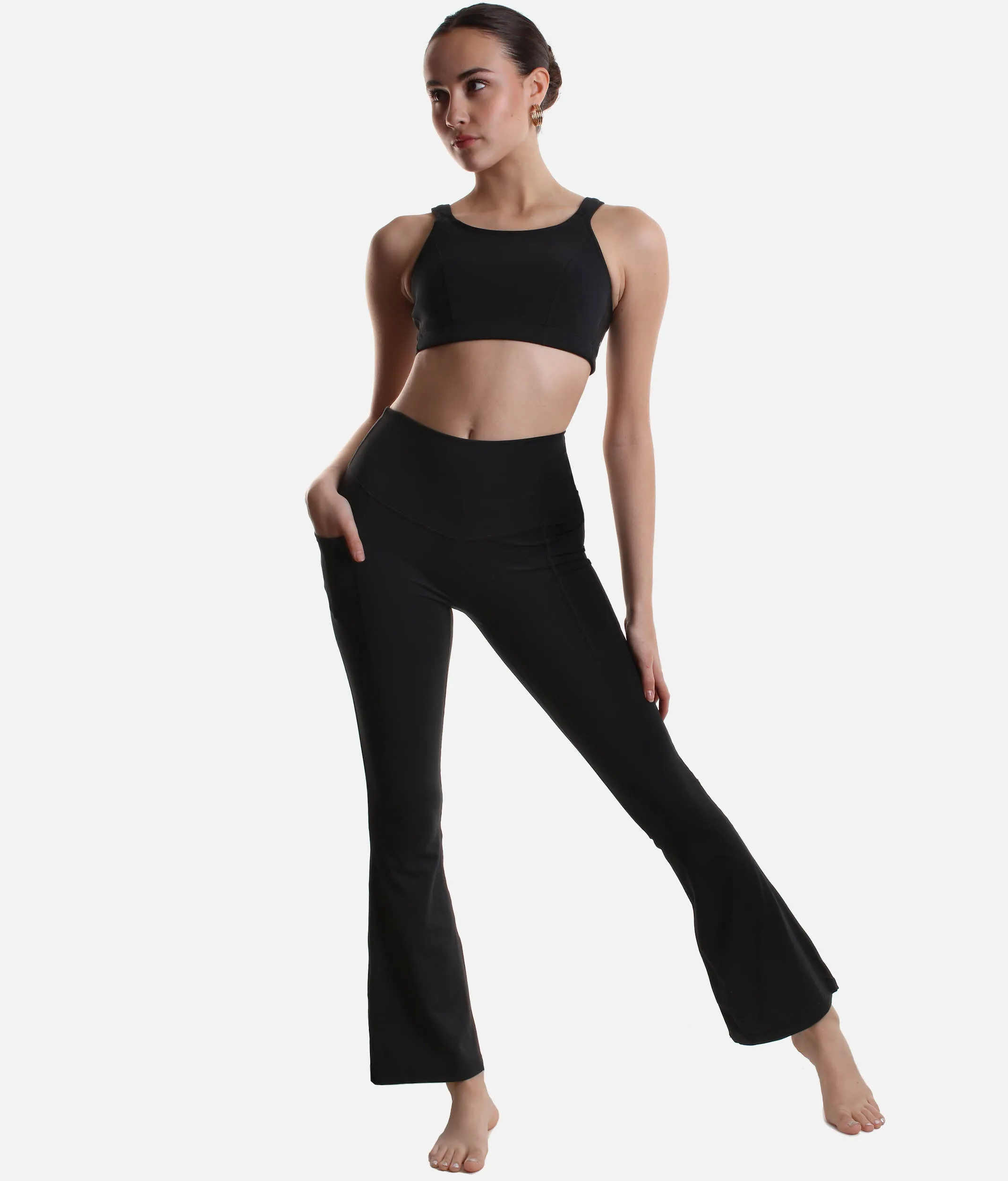 High-Waisted Flared Leggings with Sculpting Waistband
