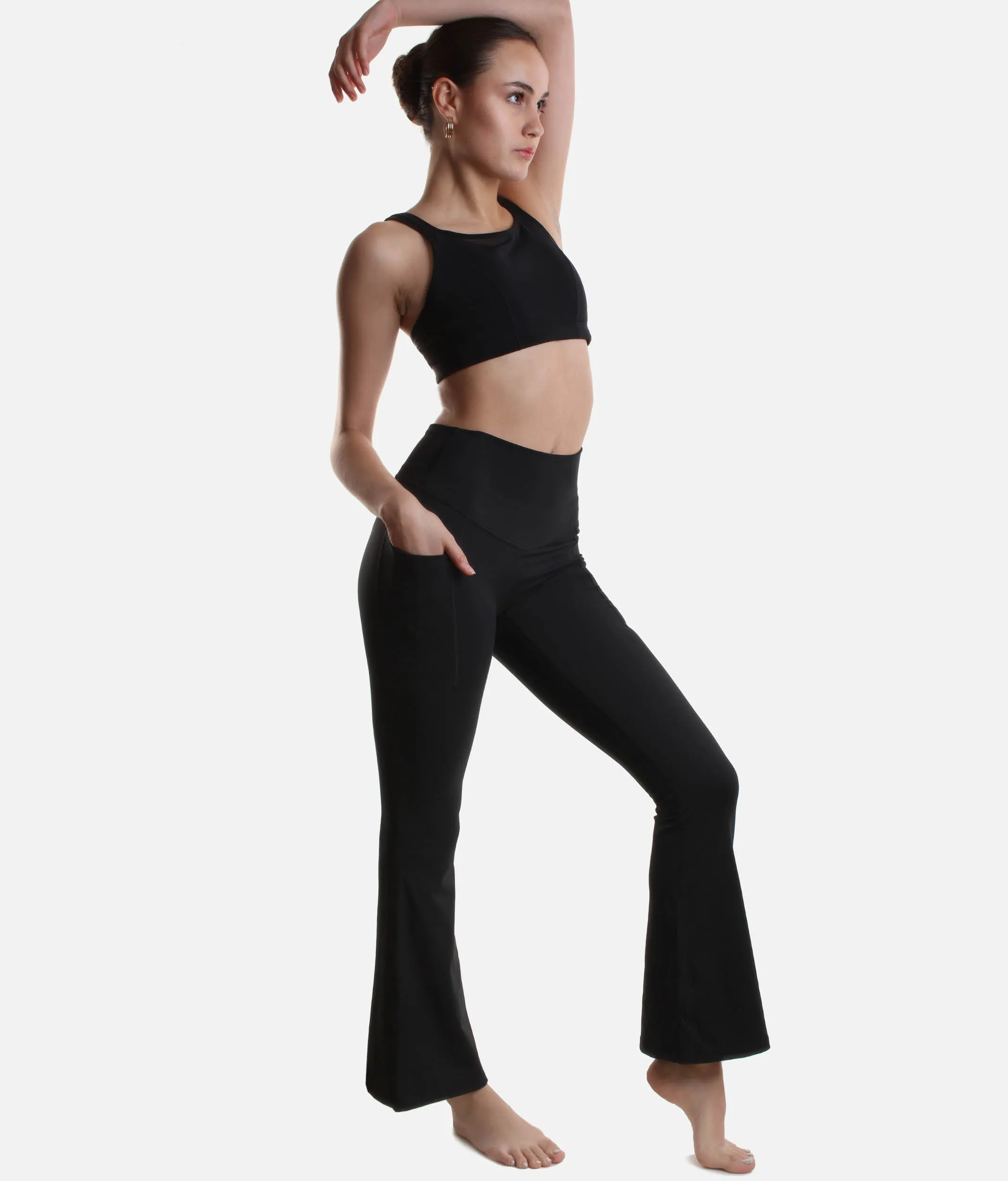 High-Waisted Flared Leggings with Sculpting Waistband