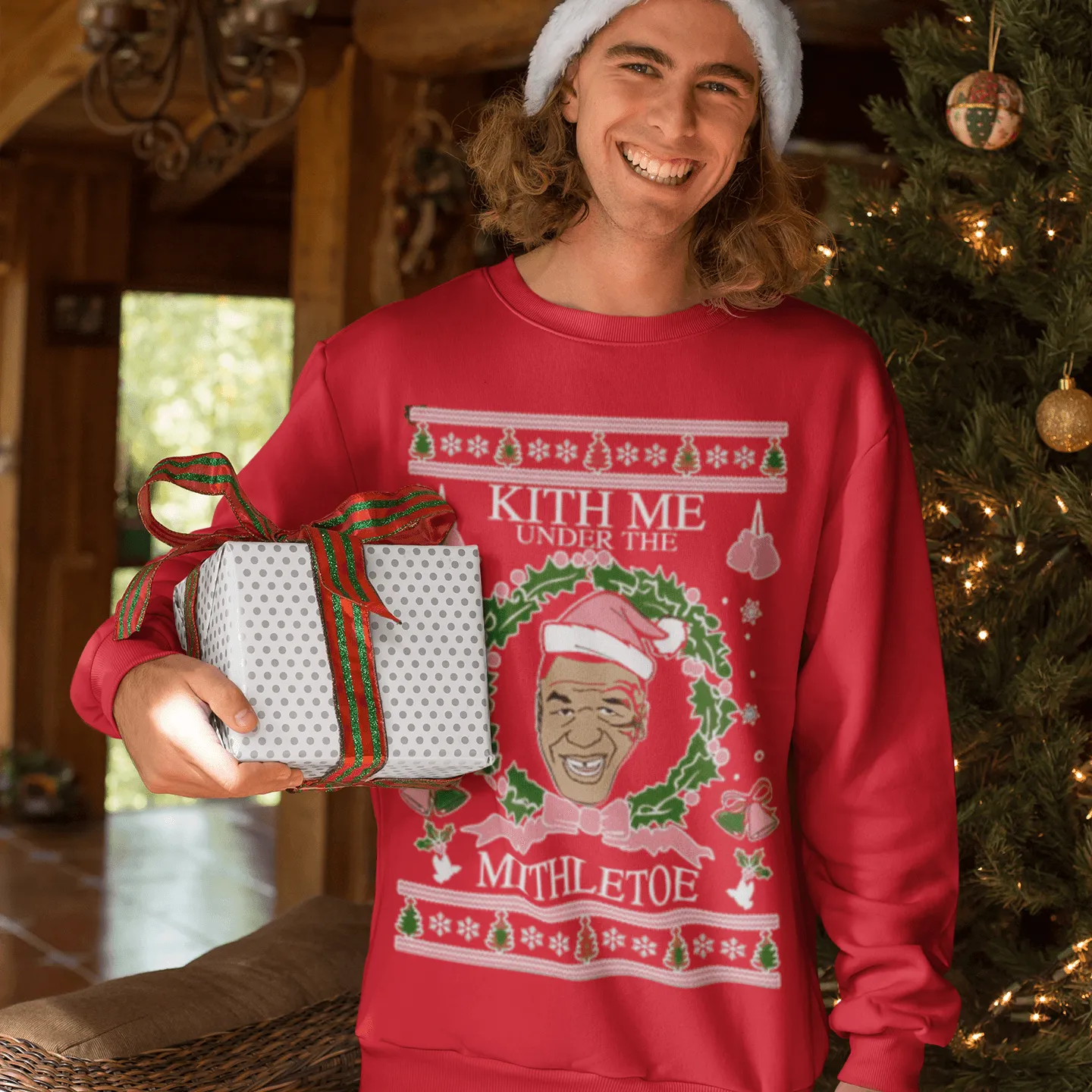 Kith Me Under The Mitheltoe Mike Tyson Ugly Christmas Graphic Crewneck Sweatshirt