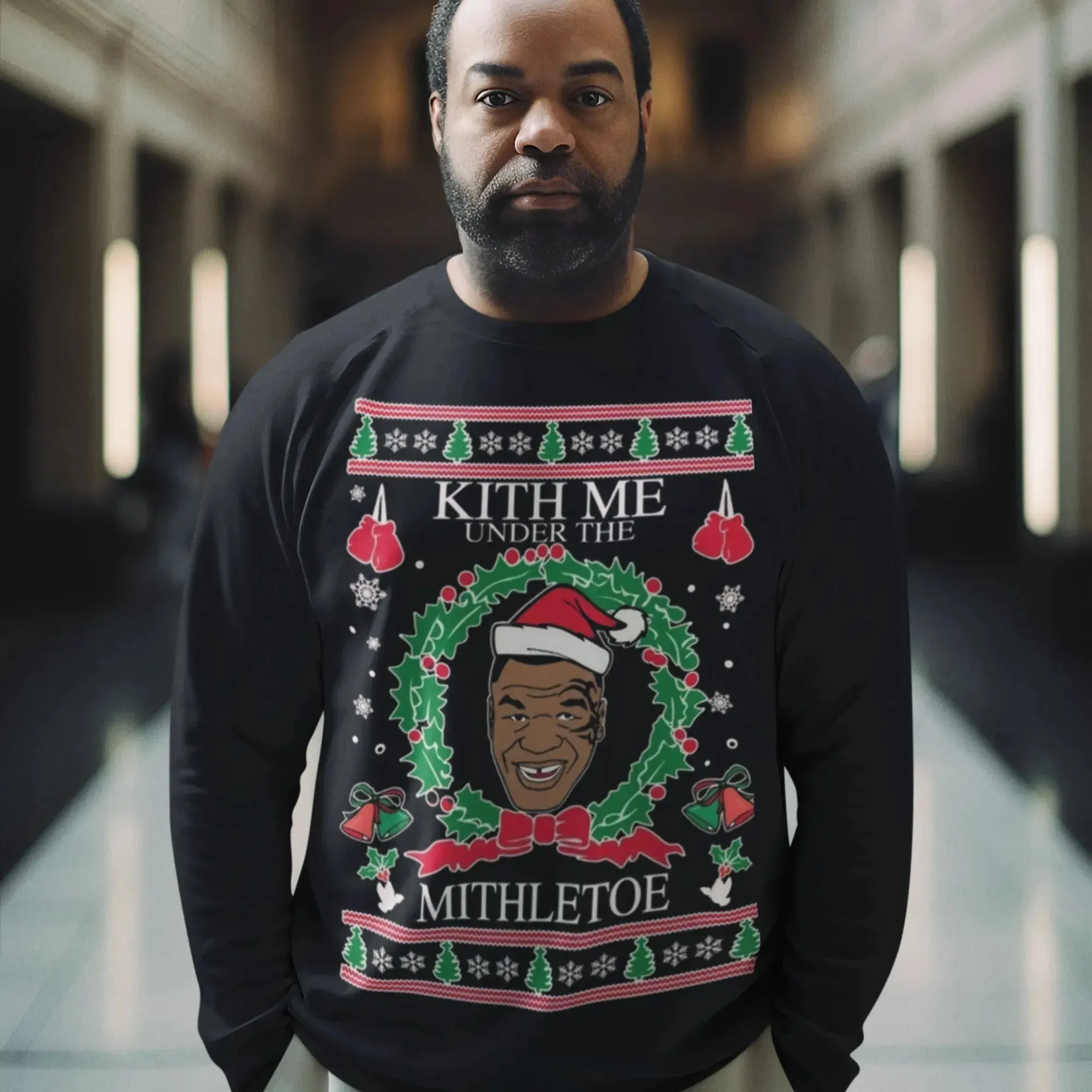 Kith Me Under The Mitheltoe Mike Tyson Ugly Christmas Graphic Crewneck Sweatshirt