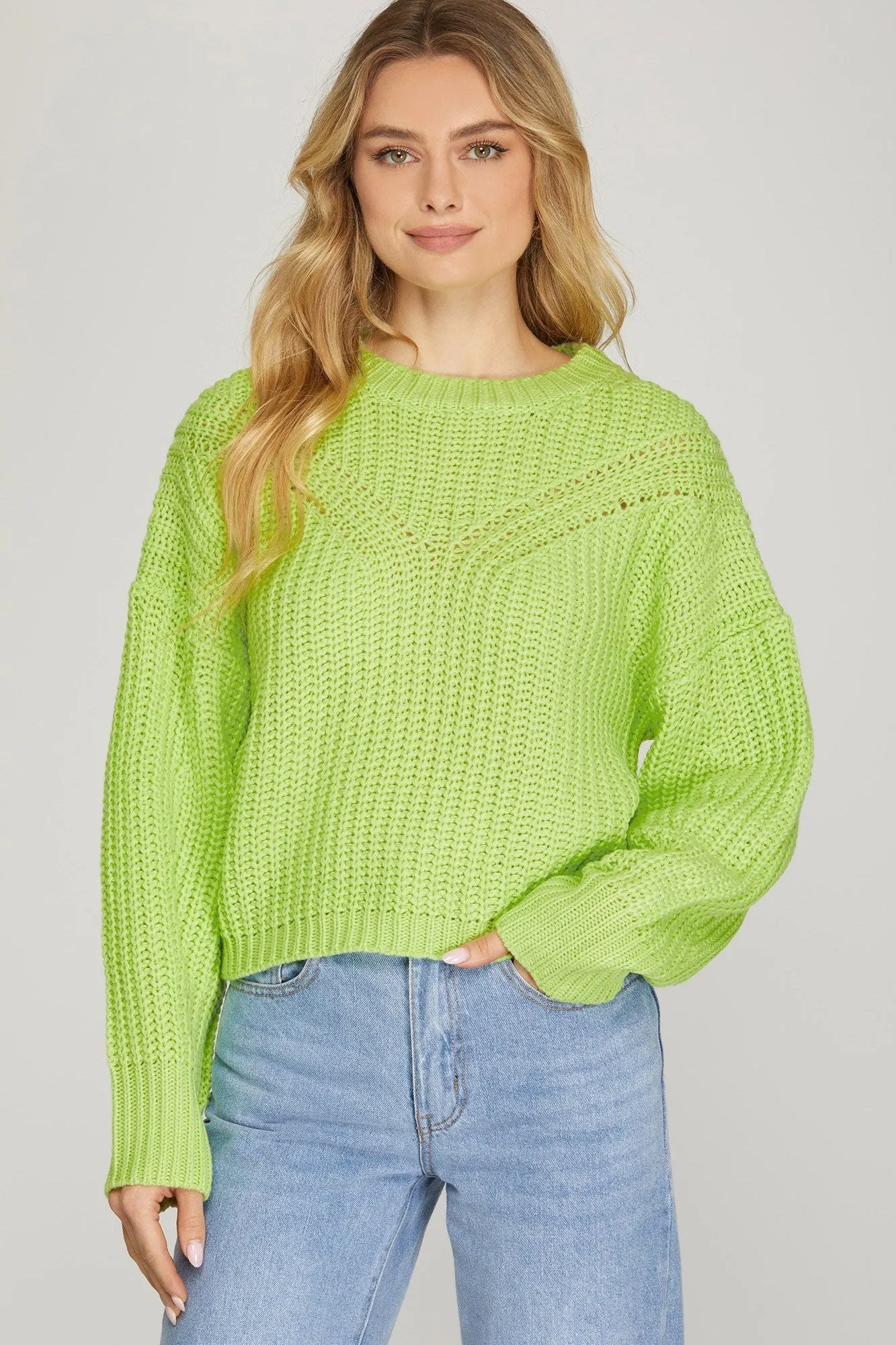 Lime Puff Sleeve Sweater