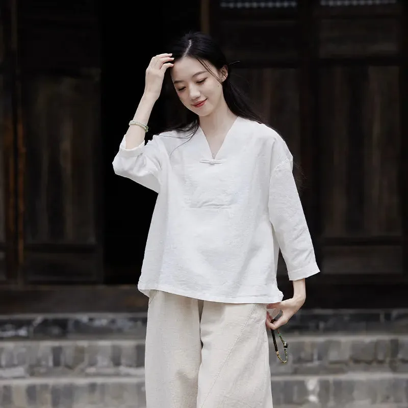 linen shirts women summer tops womens blouses 3 4 sleeve tops