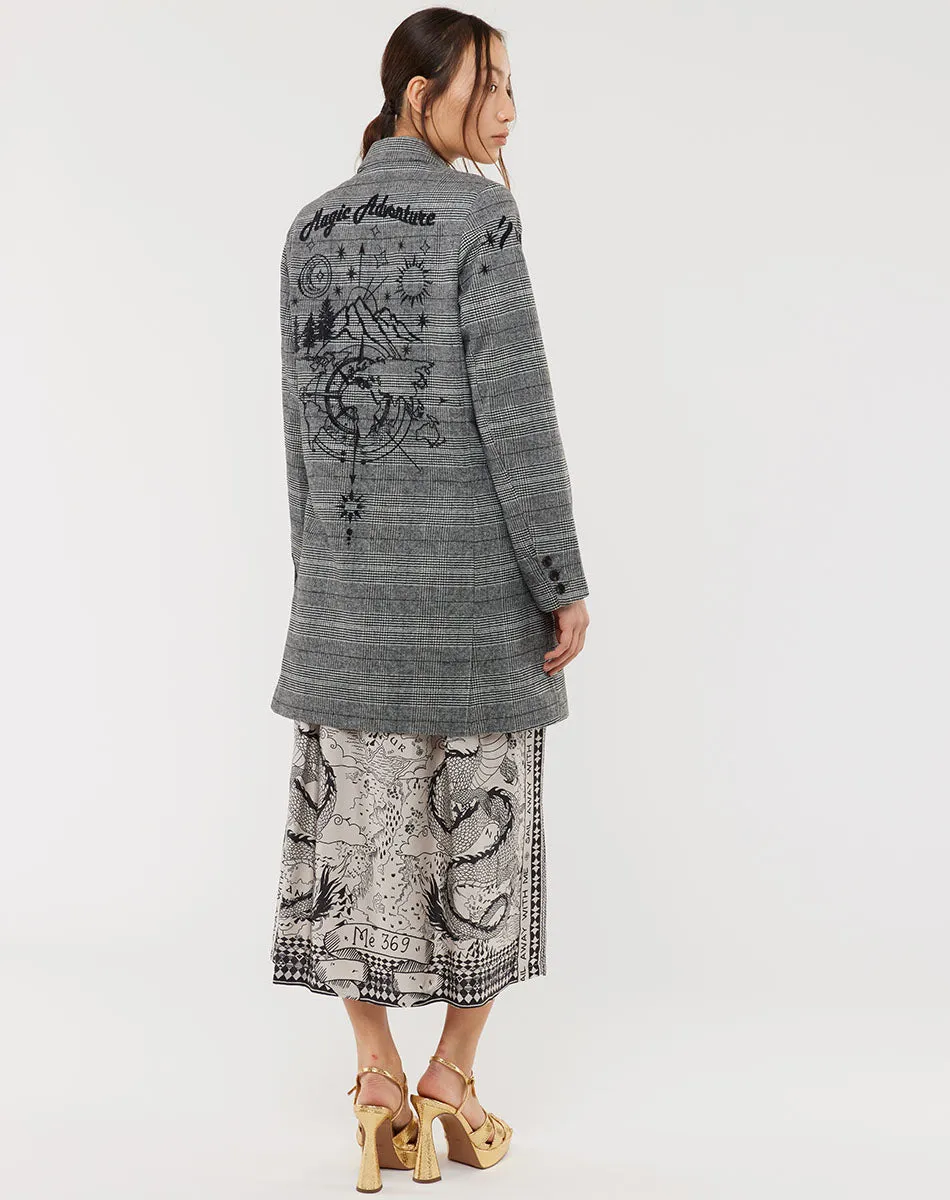 Loretta Longline Plaid Map Jacket