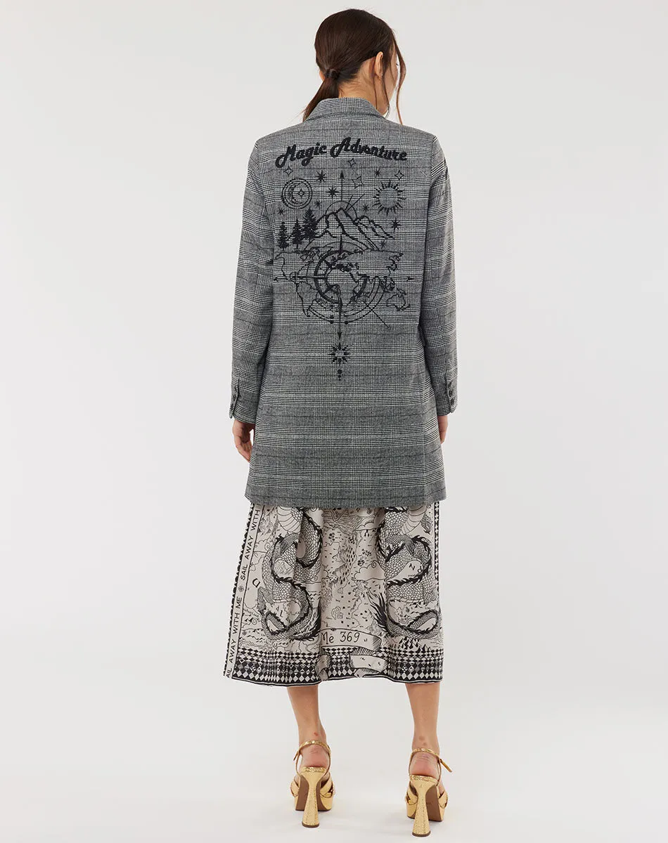 Loretta Longline Plaid Map Jacket