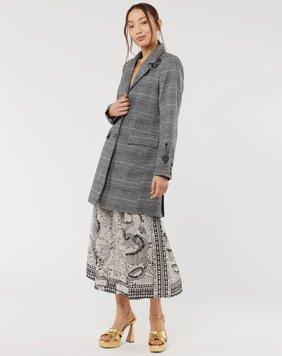 Loretta Longline Plaid Map Jacket