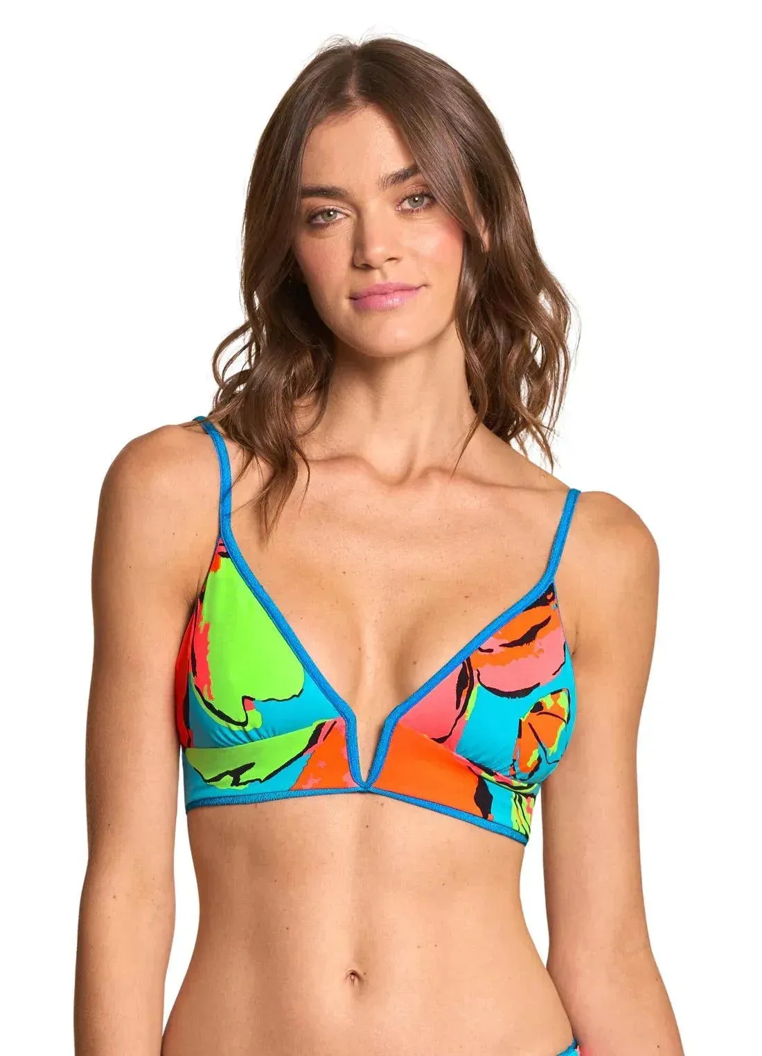 Maaji Women's Ocean Blue Parade Long Line Triangle Top Final Sale