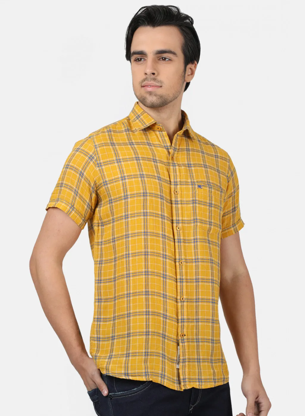 Men Mustard Check Shirts