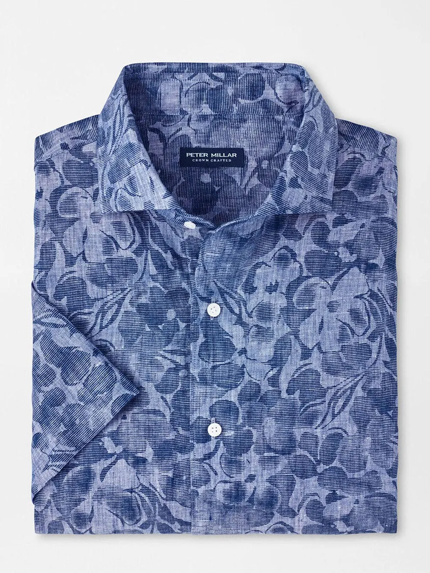 Peter Millar Amalfi Linen Sport Shirt in Indigo