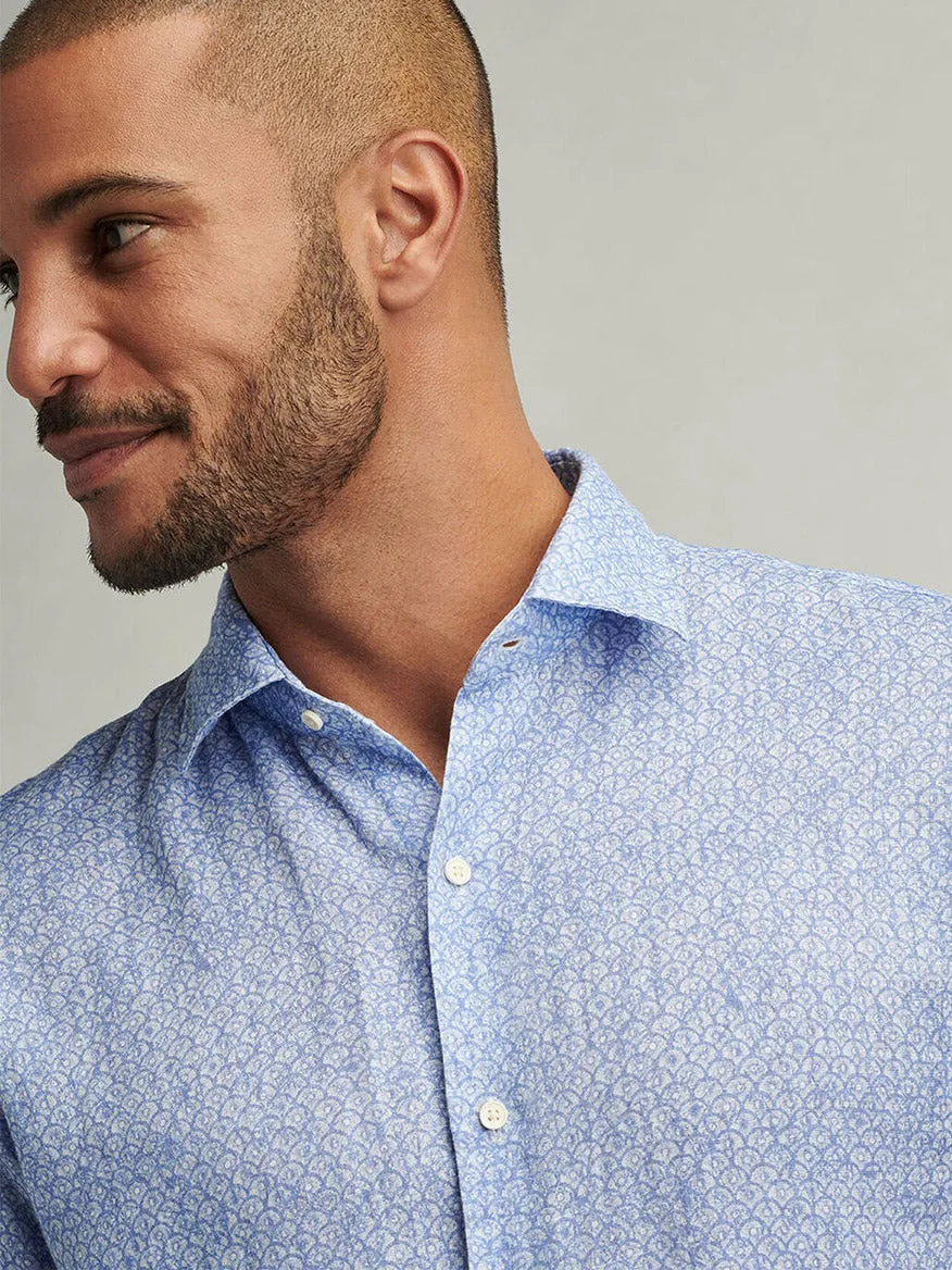Peter Millar Champlain Linen Sport Shirt in Blue Freesia