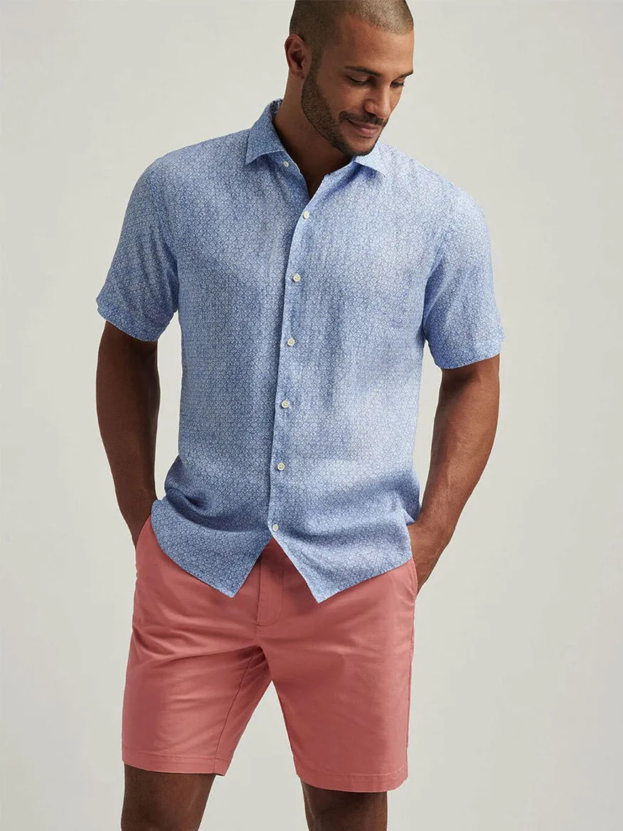 Peter Millar Champlain Linen Sport Shirt in Blue Freesia