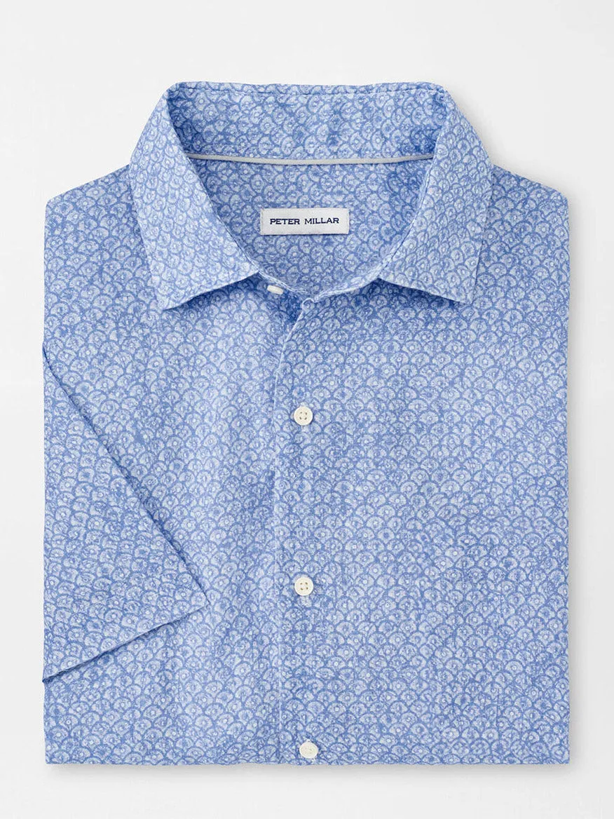 Peter Millar Champlain Linen Sport Shirt in Blue Freesia
