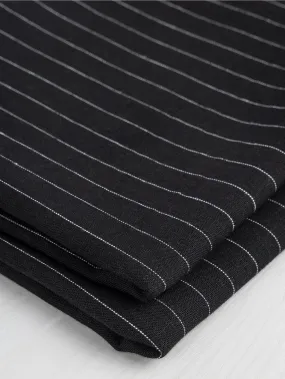 Pinstripe Cotton Suiting Deadstock - White   Black