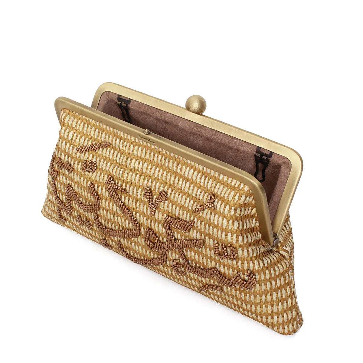 SAOUDIYAH ON GOLD STRAW CLASSIC BAG