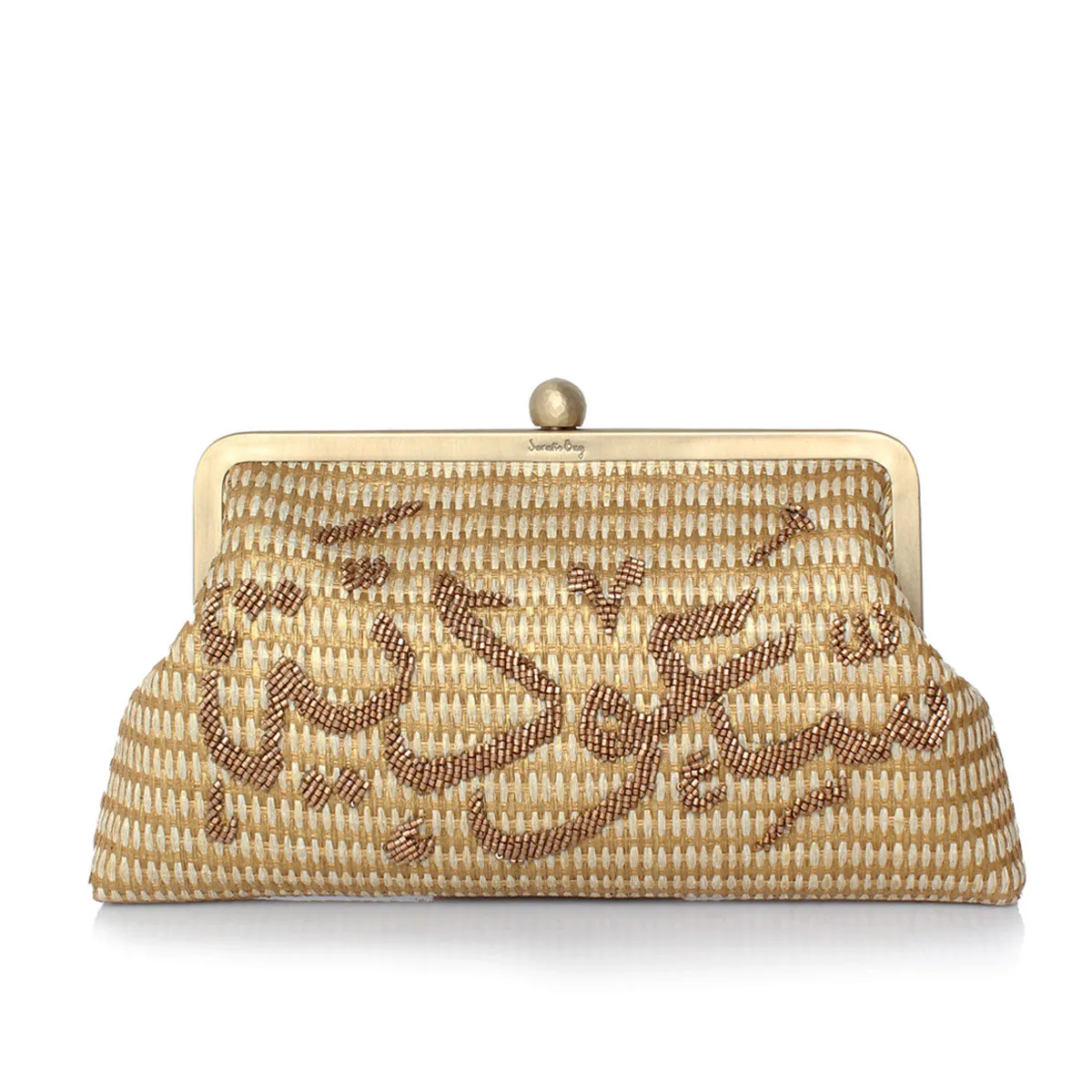 SAOUDIYAH ON GOLD STRAW CLASSIC BAG