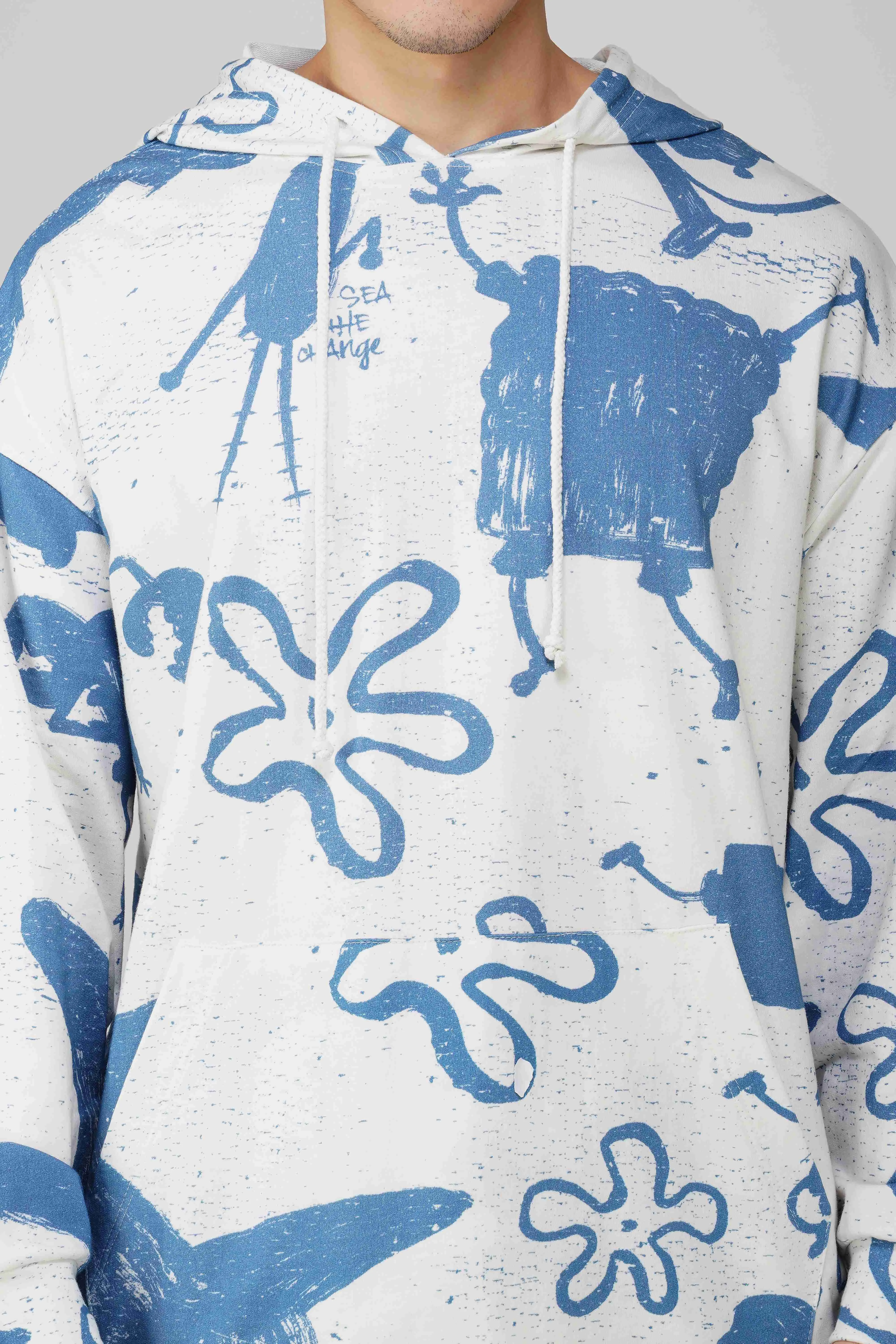 SpongeBob: Be the Change Printed Oversized Men's Hoodie