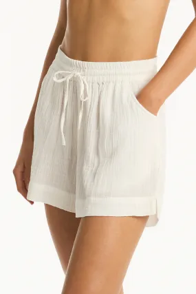 Sunset Cotton Beach Shorts in White