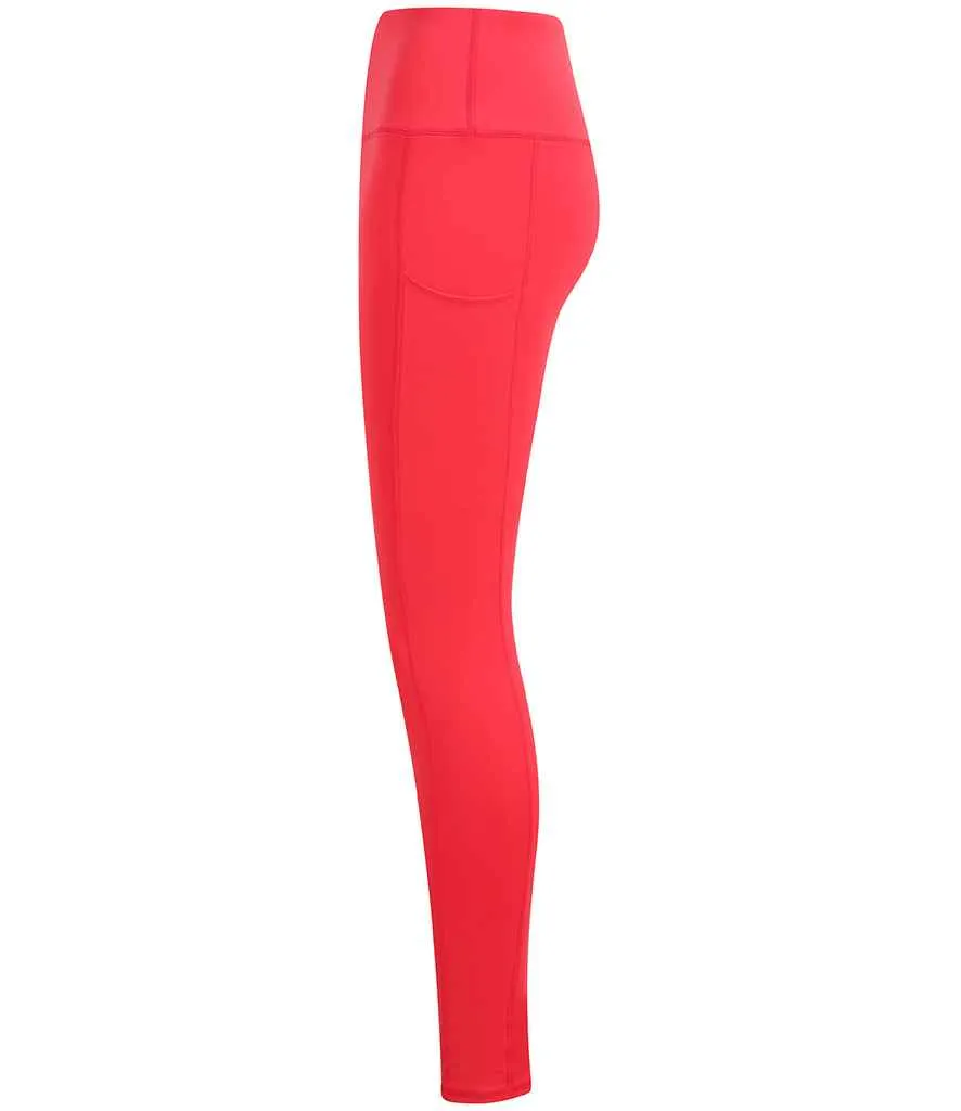 Tombo Ladies Core Pocket Leggings | Hot Coral