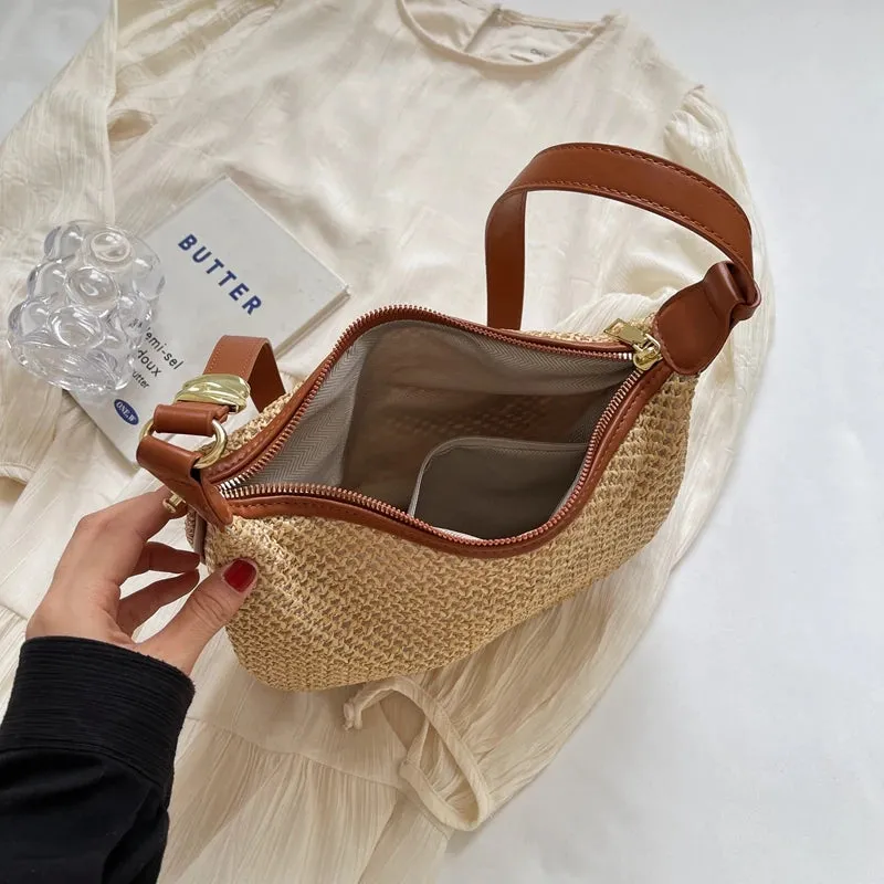 UAKISS  -  Small Straw Crossbody Bags for Women 2024 Korean Fashion Summer Cute Shoulder Bags Handbags and Purses Weave Beach Bag