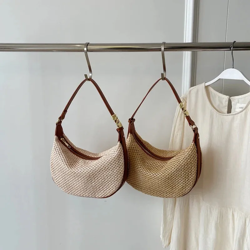 UAKISS  -  Small Straw Crossbody Bags for Women 2024 Korean Fashion Summer Cute Shoulder Bags Handbags and Purses Weave Beach Bag