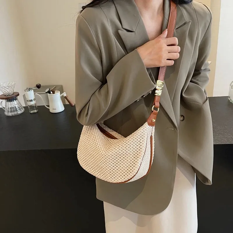 UAKISS  -  Small Straw Crossbody Bags for Women 2024 Korean Fashion Summer Cute Shoulder Bags Handbags and Purses Weave Beach Bag
