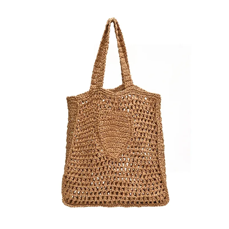 UAKISS  -  Summer Hollow Out Straw Bags for Women Handmade Beach Bags 2024 Korean Fashion Rattan Woven Handbags Travel Shoulder Bags