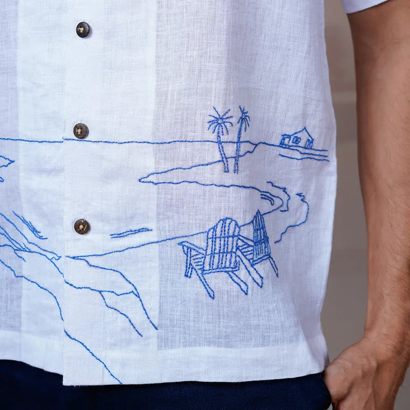 White Linen Shirt | Unisex | Hand Embroidered